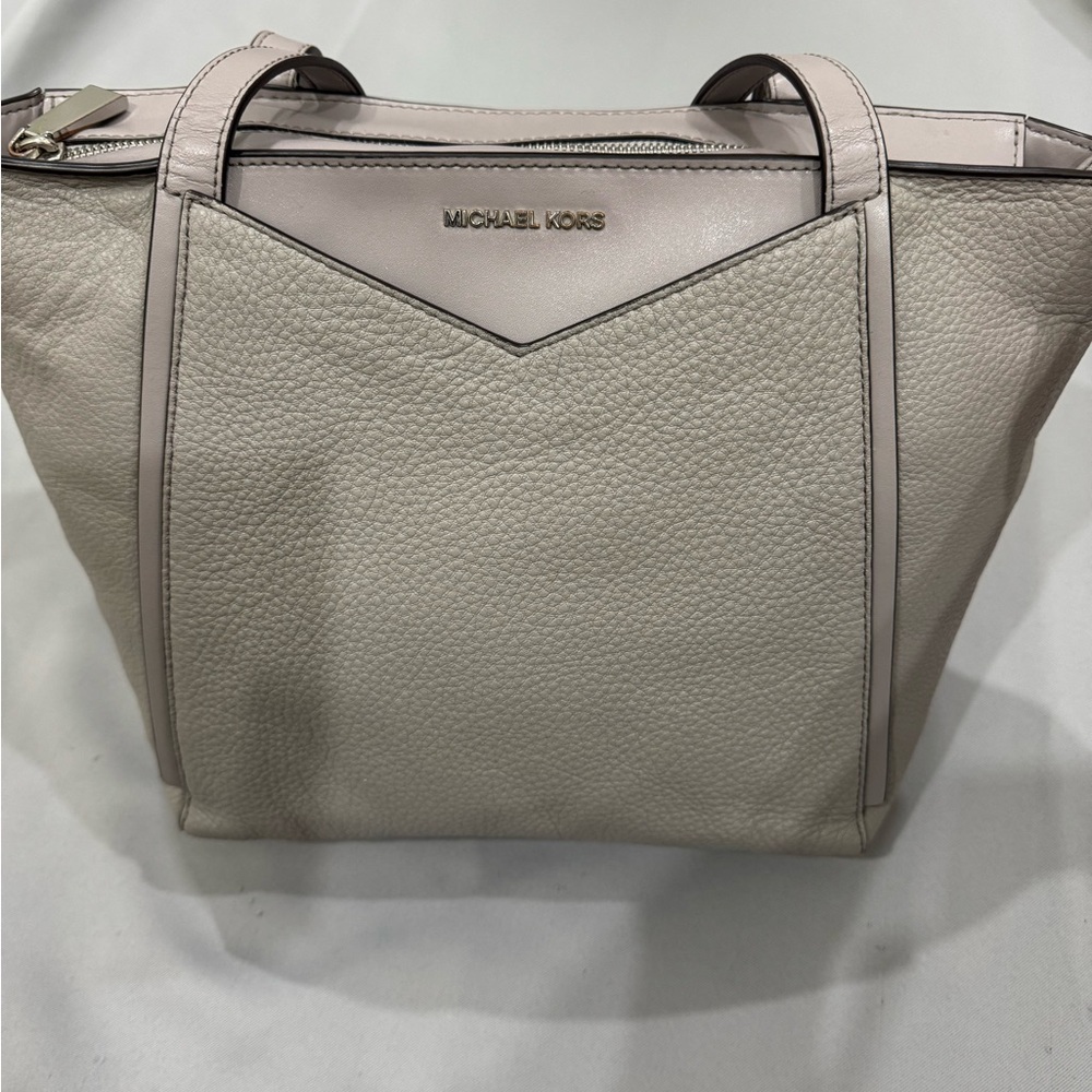 NWOT Michael Kors Gray Pebbled Leather Tote - Picture 5 of 15